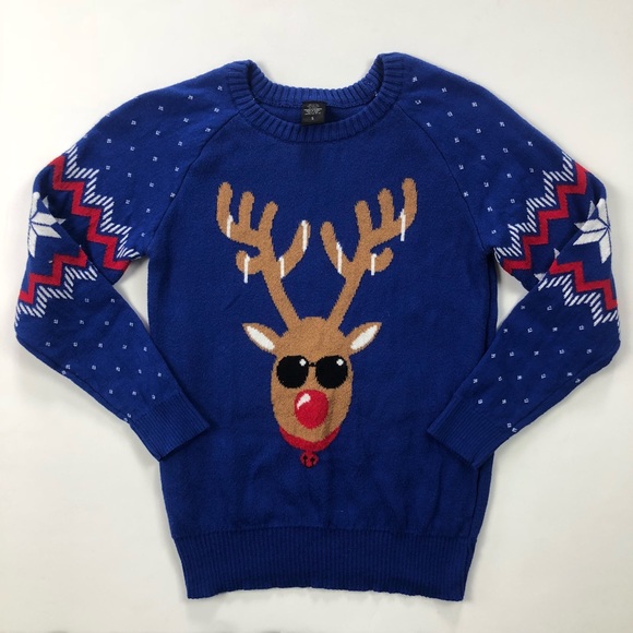 Sweaters - Christmas Sweater Rudolph Reindeer with Sunglasses